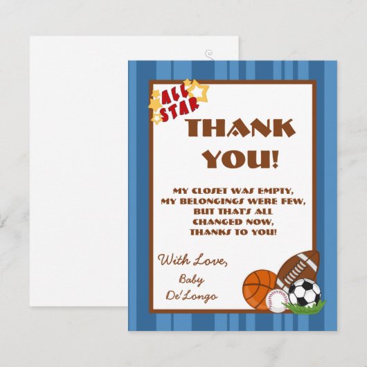 4x5 FLAT Hartelijk dank voor de kaart All-Star Blu (Voorkant / Achterkant)