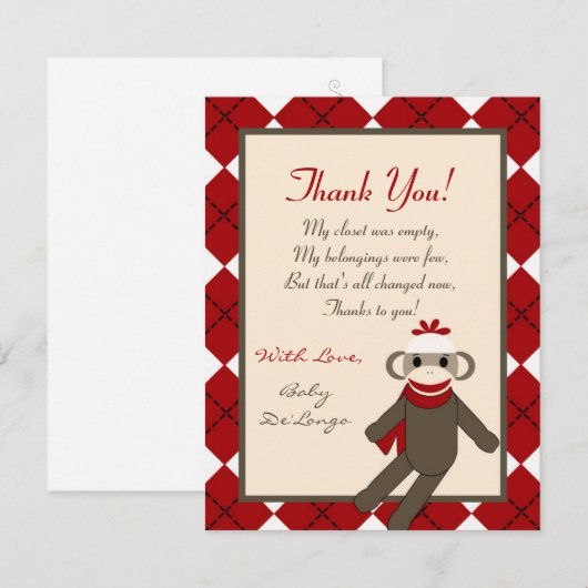 4x5 FLAT - Hartelijk dank voor de kaart Red Sock M (Voorkant / Achterkant)