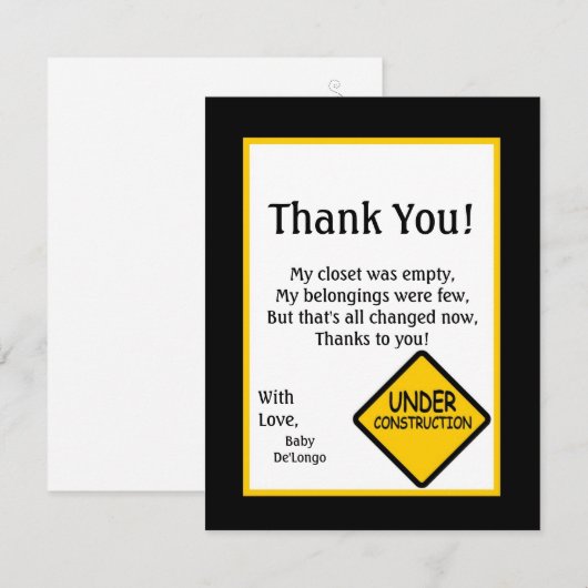 4x5 FLAT - Hartelijk dank voor de kaartconstructie Bedankkaart (Voorkant / Achterkant)