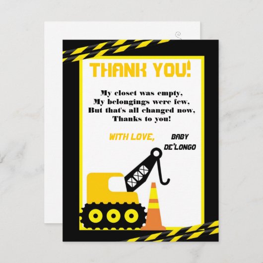 4x5 FLAT - Hartelijk dank voor de kaartconstructie Bedankkaart (Voorkant / Achterkant)