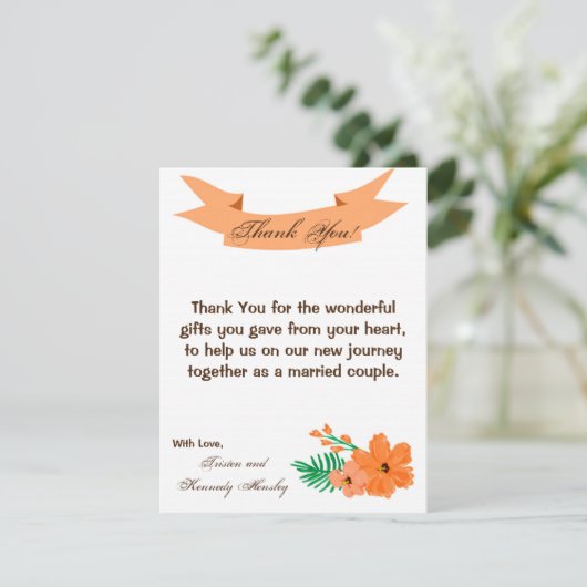 4x5 FLAT Hartelijk dank voor de lentekaart Hibiscu Bedankkaart (Staand voorkant)