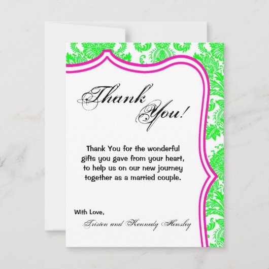 4x5 FLAT - Hartelijk dank voor de Neon Green Pin D Bedankkaart (Voorkant)