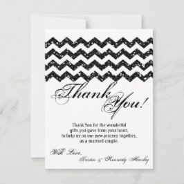 4x5 FLAT - Hartelijk dank voor de zwarte glitter C Bedankkaart