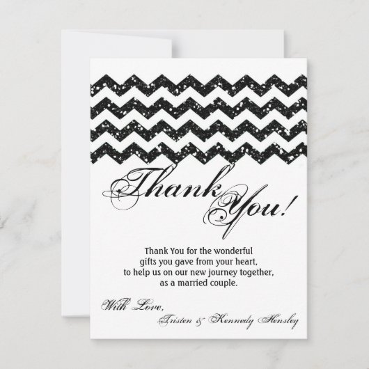 4x5 FLAT - Hartelijk dank voor de zwarte glitter C Bedankkaart (Voorkant)