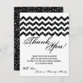 4x5 FLAT - Hartelijk dank voor de zwarte glitter C Bedankkaart (Voorkant / Achterkant)