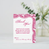 4x5 FLAT - Hartelijk dank voor Fusia White Damask  Bedankkaart (Staand voorkant)