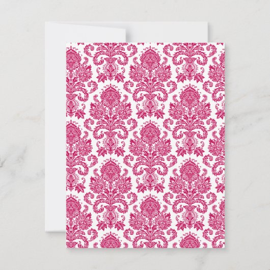 4x5 FLAT - Hartelijk dank voor Fusia White Damask Bedankkaart (Achterkant)