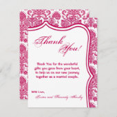 4x5 FLAT - Hartelijk dank voor Fusia White Damask  Bedankkaart (Voorkant / Achterkant)