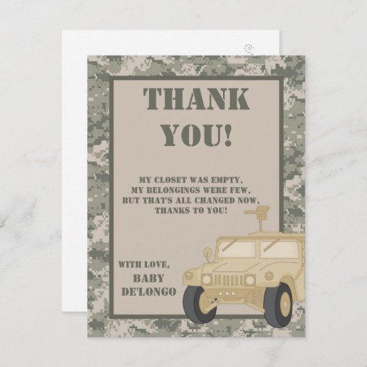 4x5 FLAT - Hartelijk dank voor uw kaart ARMY ACU C (Voorkant / Achterkant)