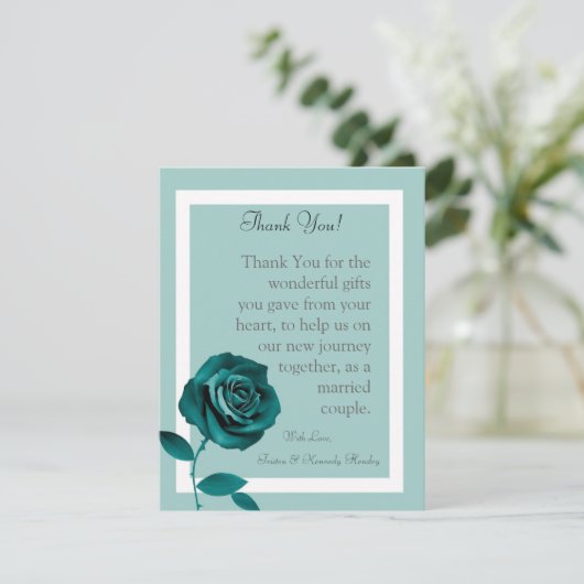 4x5 FLAT - Hartelijk dank voor uw kaart Blauw Roos (Staand voorkant)