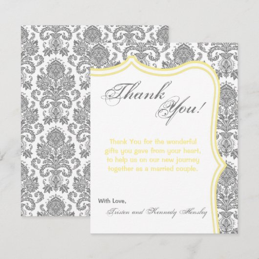 4x5 FLAT - Hartelijk dank voor uw kaart Gele Damas (Voorkant / Achterkant)