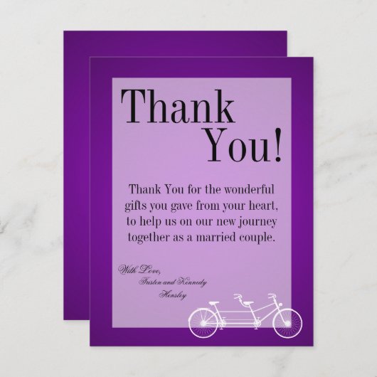 4x5 FLAT - Hartelijk dank voor uw kaart met Paarse (Voorkant / Achterkant)