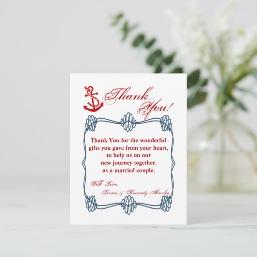 4x5 FLAT - Hartelijk dank voor uw kaart Nautical K (Staand voorkant)