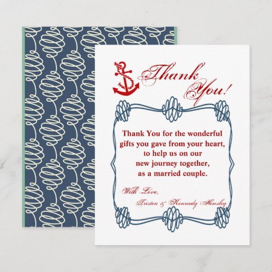 4x5 FLAT - Hartelijk dank voor uw kaart Nautical K (Voorkant / Achterkant)