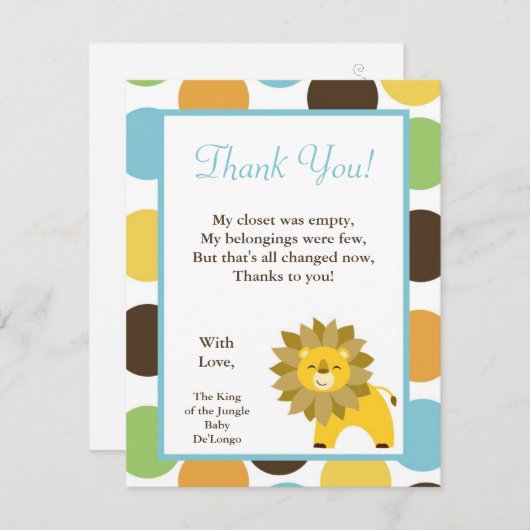 4x5 FLAT Hartelijk dank voor uw kaart Oerwoud King (Voorkant / Achterkant)