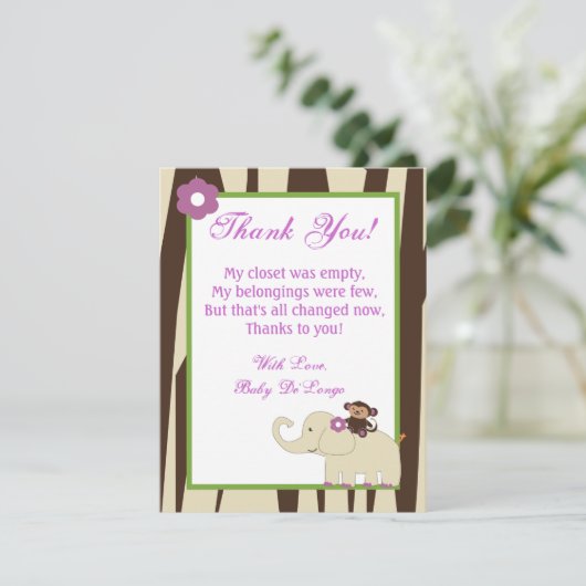 4x5 FLAT Hartelijk dank voor uw kaart Paars Jacana (Staand voorkant)