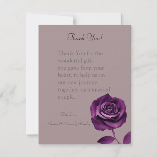 4x5 FLAT - Hartelijk dank voor uw kaart Paars Roos (Voorkant)