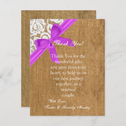 4x5 FLAT - Hartelijk dank voor uw kaart Paarse Bur (Voorkant / Achterkant)