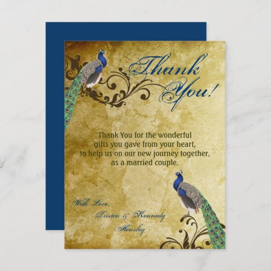 4x5 FLAT Hartelijk dank voor uw kaart Peacock  ver (Voorkant / Achterkant)