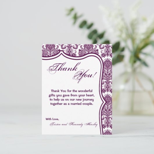 4x5 FLAT Hartelijk dank voor uw kaart Plum Paars D (Staand voorkant)