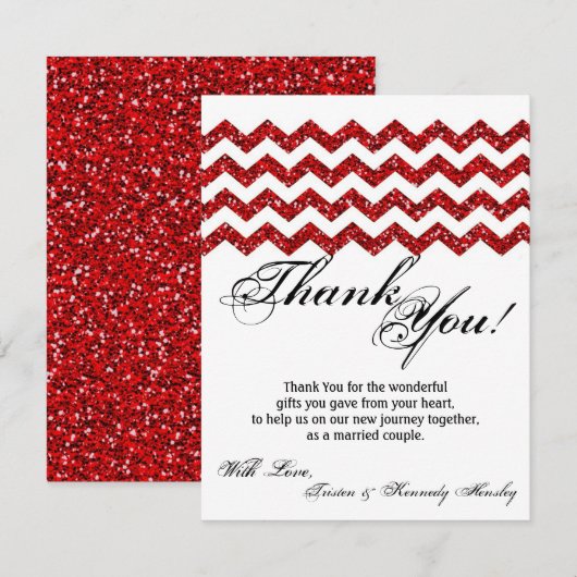 4x5 FLAT - Hartelijk dank voor uw kaart Red Glitte (Voorkant / Achterkant)