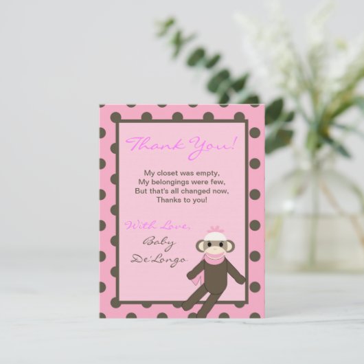 4x5 FLAT - Hartelijk dank voor uw kaart Roze conta (Staand voorkant)