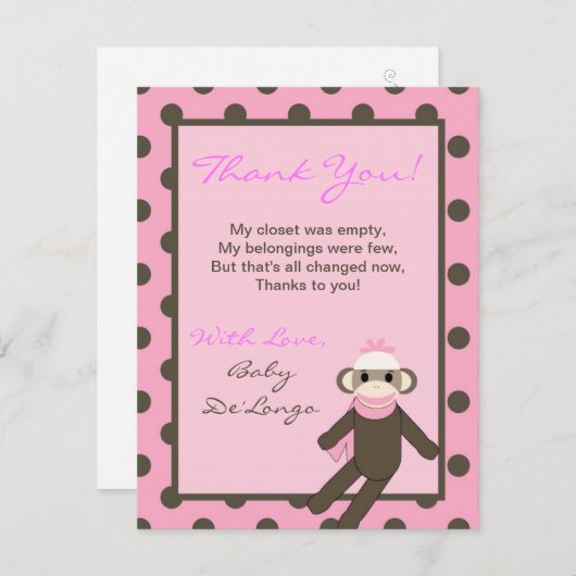 4x5 FLAT - Hartelijk dank voor uw kaart Roze conta (Voorkant / Achterkant)