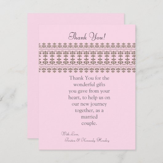 4x5 FLAT - Hartelijk dank voor uw kaart - Roze kan (Voorkant / Achterkant)