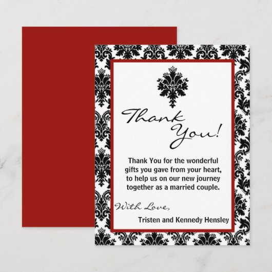 4x5 FLAT - Hartelijk dank voor uw kaart zwarte rod (Voorkant / Achterkant)