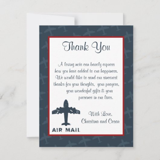 4x5 FLAT - Hartelijk dank voor uw kaartenvliegtuig Bedankkaart (Voorkant)
