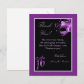 4x5 FLAT - Hartelijk dank voor uw Sweet 16 Paarse Bedankkaart (Voorkant / Achterkant)
