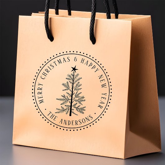 4X5 Merry Christmas & Happy New Year Elegant Rubberstempel