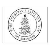 4X5 Merry Christmas & Happy New Year Round Rubberstempel (Afrduk)