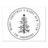 4X5 Merry Christmas & Happy New Year Rustic Rubberstempel (Afrduk)
