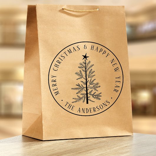 4X5 Merry Christmas & Happy New Year Rustic Rubberstempel