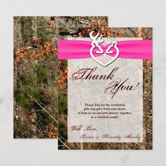 4x5 PLATTE "Dank U" kaart Herten paar hinde bok ca (Voorkant / Achterkant)