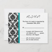 4x5 R.S.V.P. Antwoordkaart - Black Damask Blauwgro RSVP Kaartje (Voorkant)