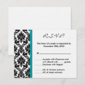 4x5 R.S.V.P. Antwoordkaart - Black Damask Blauwgro RSVP Kaartje (Voorkant / Achterkant)