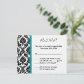4x5 R.S.V.P. Antwoordkaart - Black Damask Blauwgro RSVP Kaartje (Staand voorkant)