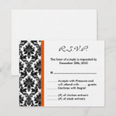 4x5 R.S.V.P. Reply Card - Black Damask Oranje RSVP (Voorkant / Achterkant)