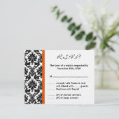 4x5 R.S.V.P. Reply Card - Black Damask Oranje RSVP (Staand voorkant)