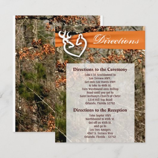 4x5-richtingenkaart Deer Couple Doe Buck Camo Kaart (Voorkant / Achterkant)