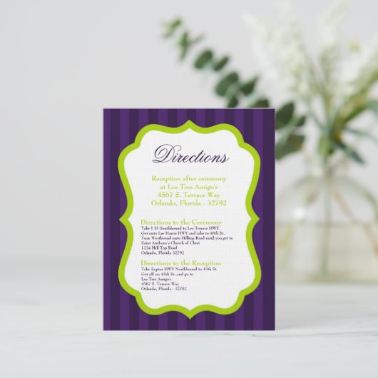 4x5 Routebeschrijving Kaart Lime Green & Paarse St (Staand voorkant)