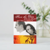 4x5 Save the Date Kaart African Safari Giraffe Sun (Staand voorkant)