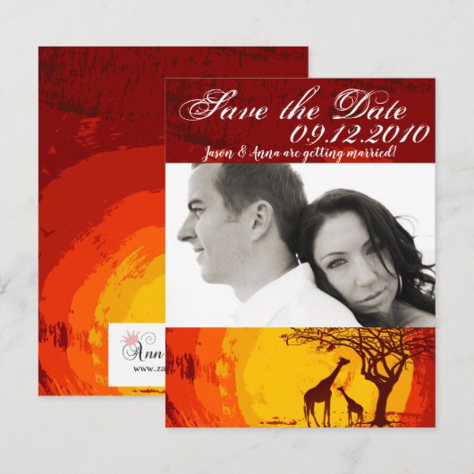 4x5 Save the Date Kaart African Safari Giraffe Sun (Voorkant / Achterkant)