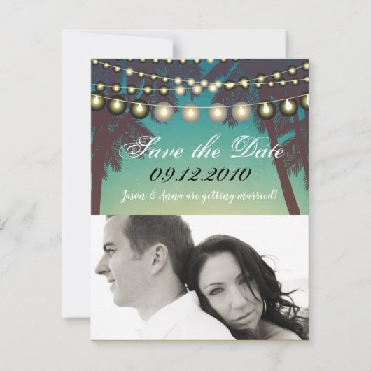 4x5 Save the Date Kaart Beach Sunset Palm Trees St (Voorkant)