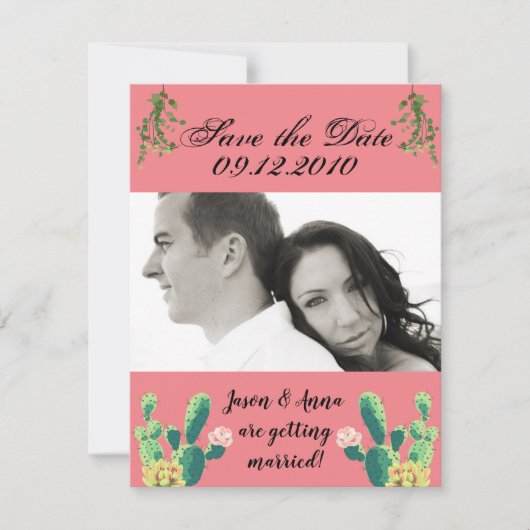 4x5 Save the Date Kaart Bohemian Cactus Succulente (Voorkant)