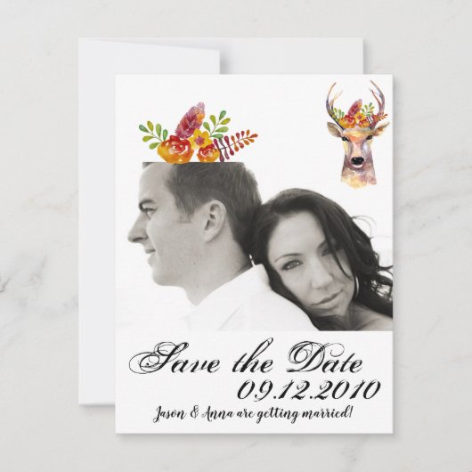 4x5 Save the Date Kaart boho hert Buck Head Browni (Voorkant)