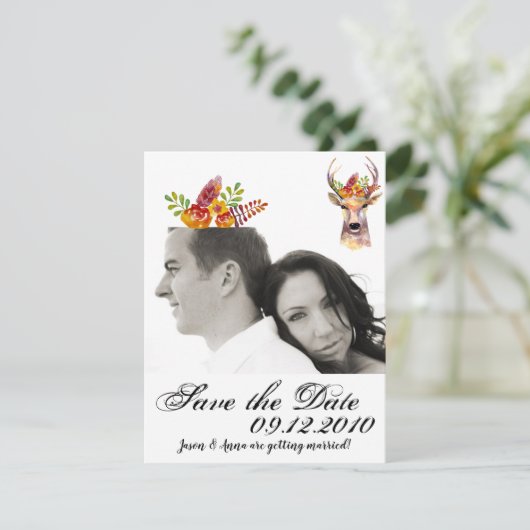 4x5 Save the Date Kaart boho hert Buck Head Browni (Staand voorkant)