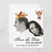 4x5 Save the Date Kaart boho hert Buck Head Browni (Voorkant / Achterkant)
